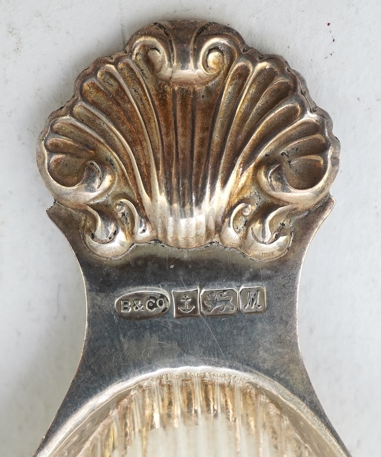 Ten assorted 19th and 20th century silver caddy spoons, with shell or fluted bowls